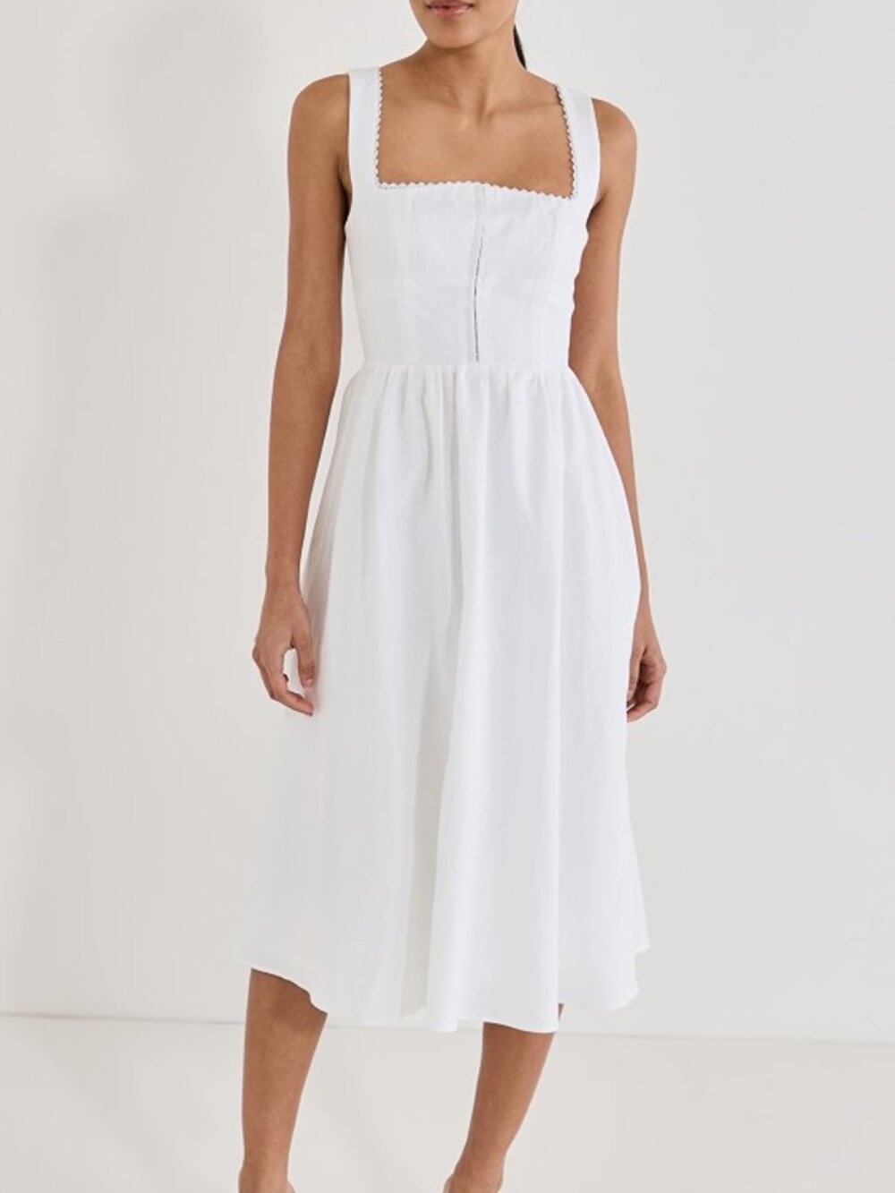 Reformation Tagliatelle White Linen Midi Dress Size 8 NEW NWT